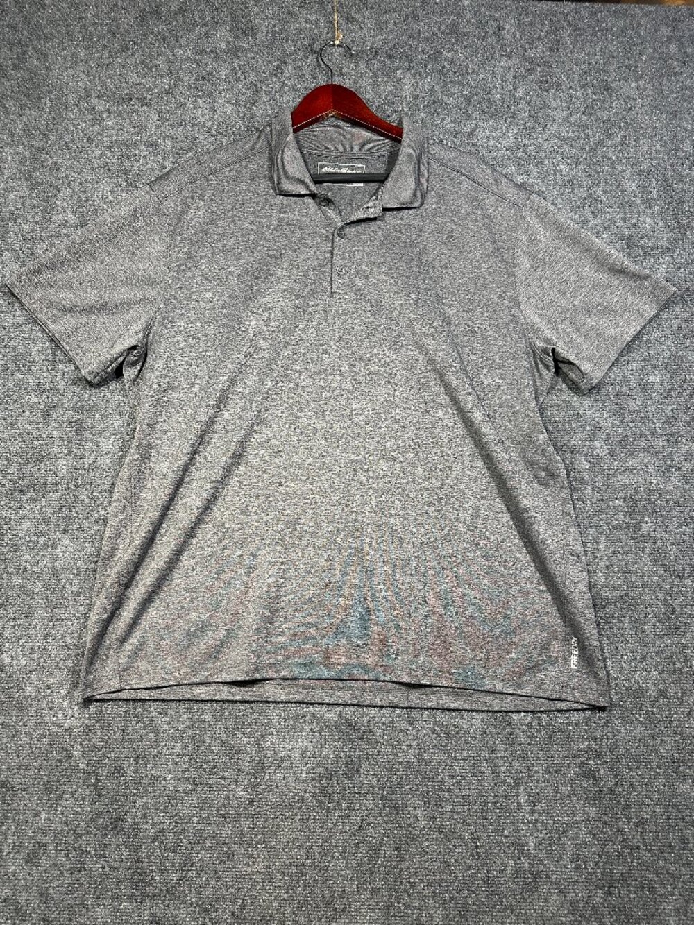 Eddie Bauer Polo Shirt Men XL Gray Short Sleeve Button Neck